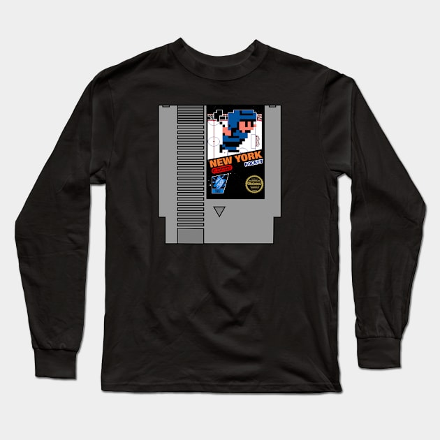 New York Hockey 8 bit cartridge design Long Sleeve T-Shirt by MulletHappens